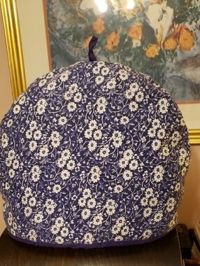 Vintage Quilted Burleigh Cally & Co Indigo Flo Blue Delft Floral Teapot Cozy